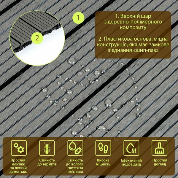 Композитна плитка ДПК 600х300х23мм SW-00003288 фото