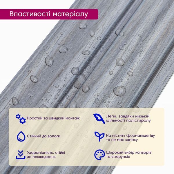 Рейка декоративная PS 2900х119х12мм Серое дерево SW-00002142- SW-00002142 фото
